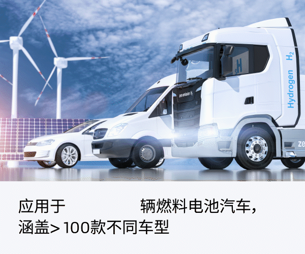 應(yīng)用于> 80,000輛燃料電池汽車，涵蓋> 100款不同車型